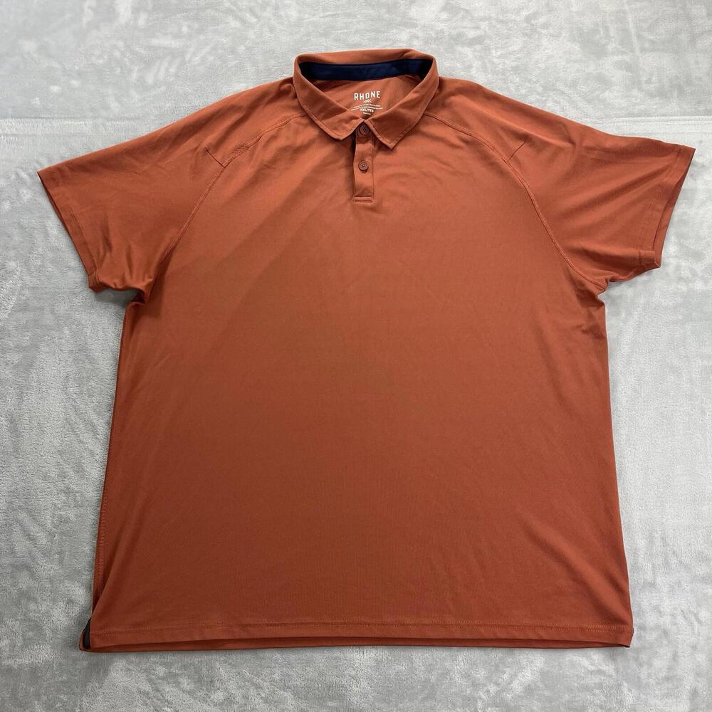 Rhone Delta Pique Polo Shirt Men's XXL Orange Short Sleeve Performance Stretch